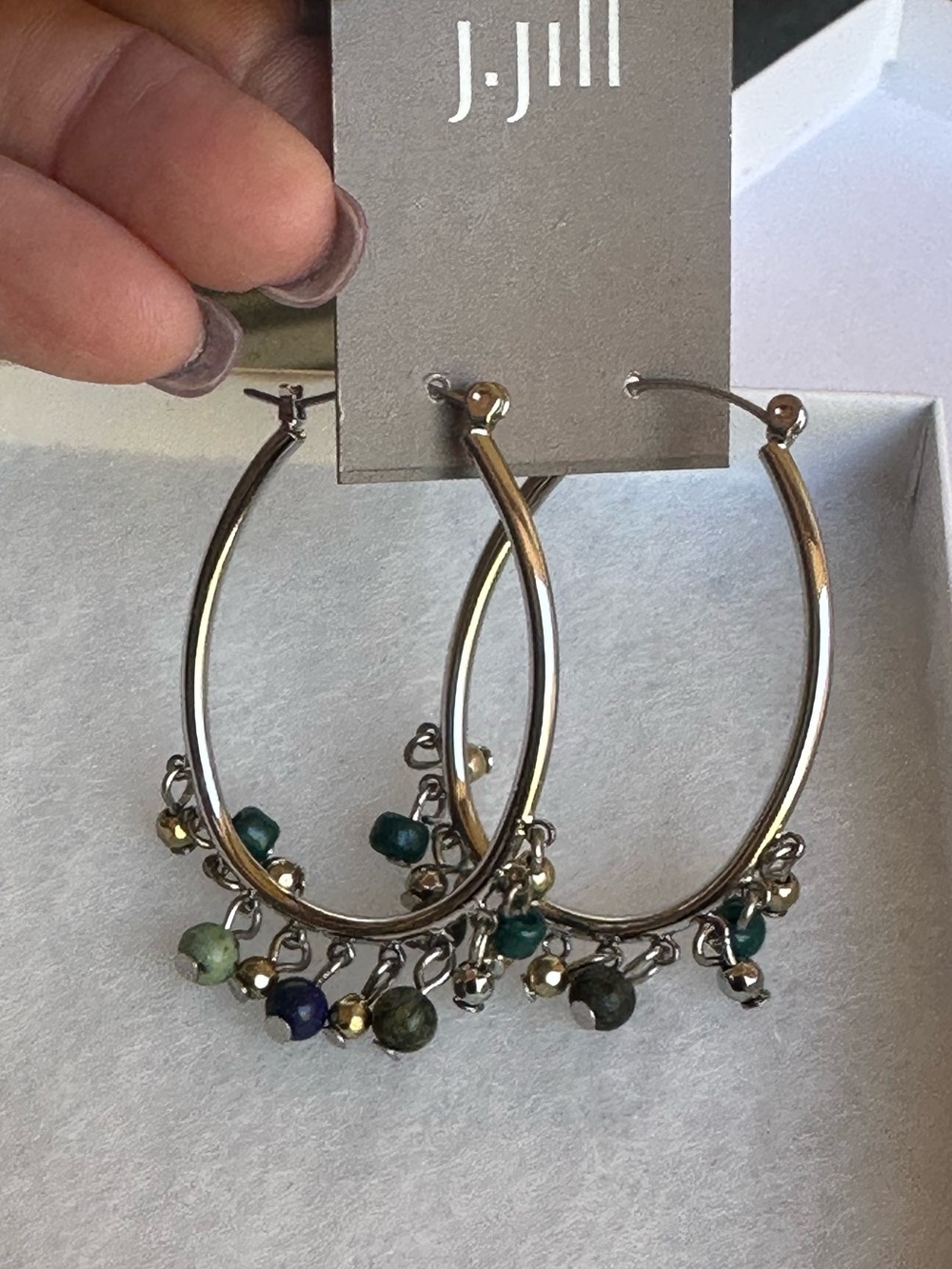J.Jill Semiprecious Beaded Hoop Earrings. NWT